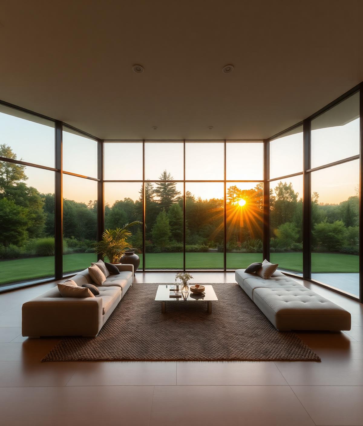 Bright modern home interior with double glazed bay window